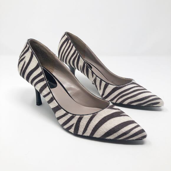 NIne & Co. Faux Fur Zebra Print Heels 8 - Picture 1 of 12